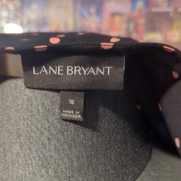 Lane Bryant Black and Pink Dot Blouse - Picture 2 of 5